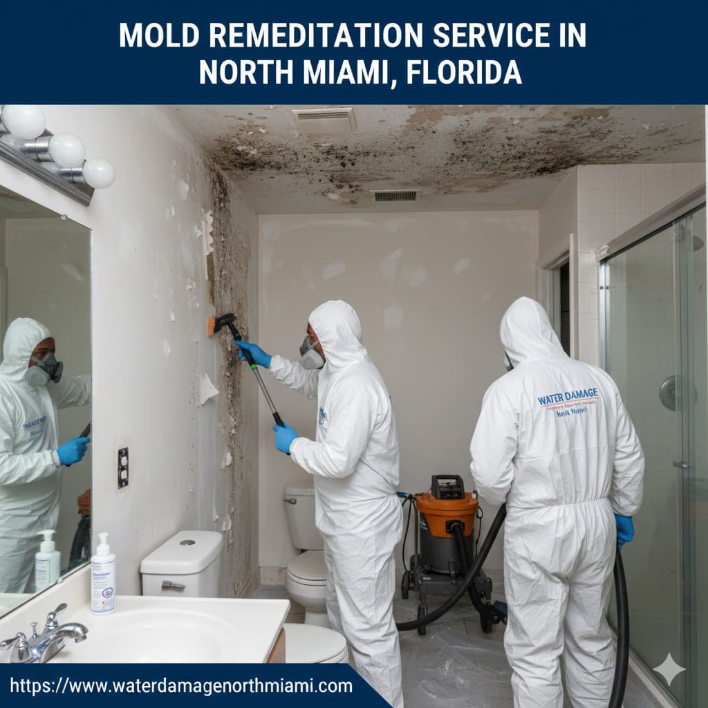 Certified mold remediation specialist treating mold in North Miami home